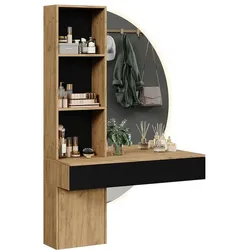 Vicco, Schminktisch, Schminktisch Melora, Eiche/Schwarz, 100 cm mit LED-Spiegel (100 x 40 x 155 cm)