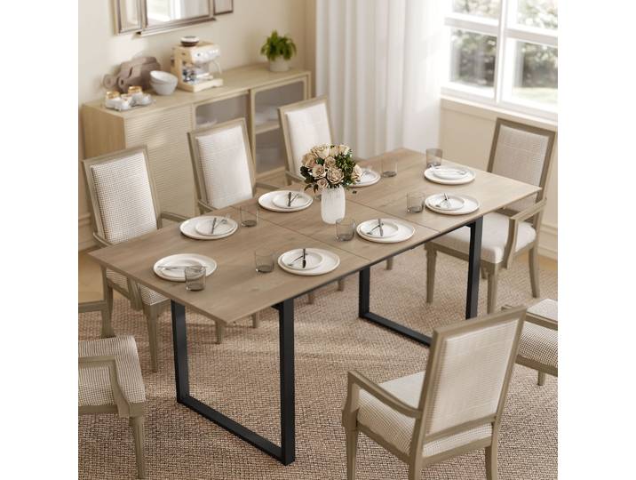 HOMCOM Table Extensible 6-8 Pers. 140-180cm Bois Naturel