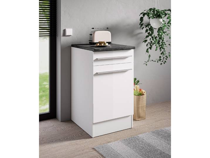 Meuble bas 50cm Blanc/Blanc brillant