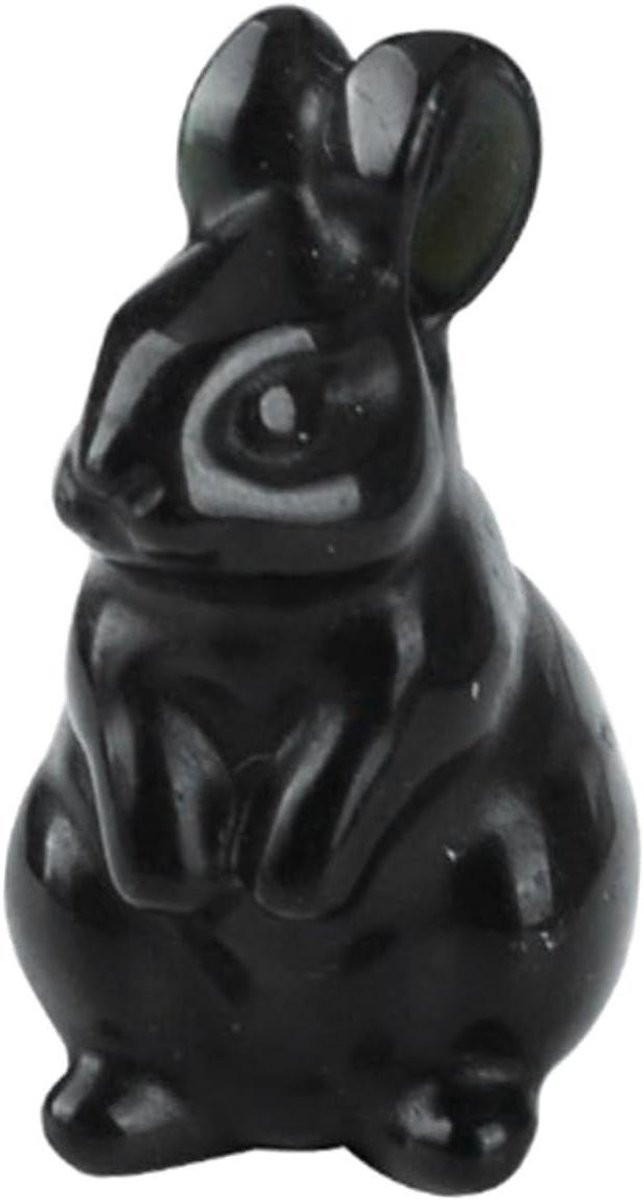 Konijntje Beeldje Kristal Ambacht - Zwart - 3.8 cm