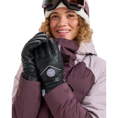 Snowboardhandschuhe ROXY "Icyday Leather", Damen, Gr. M, schwarz, Obermaterial: 100% Leder., Handschuhe