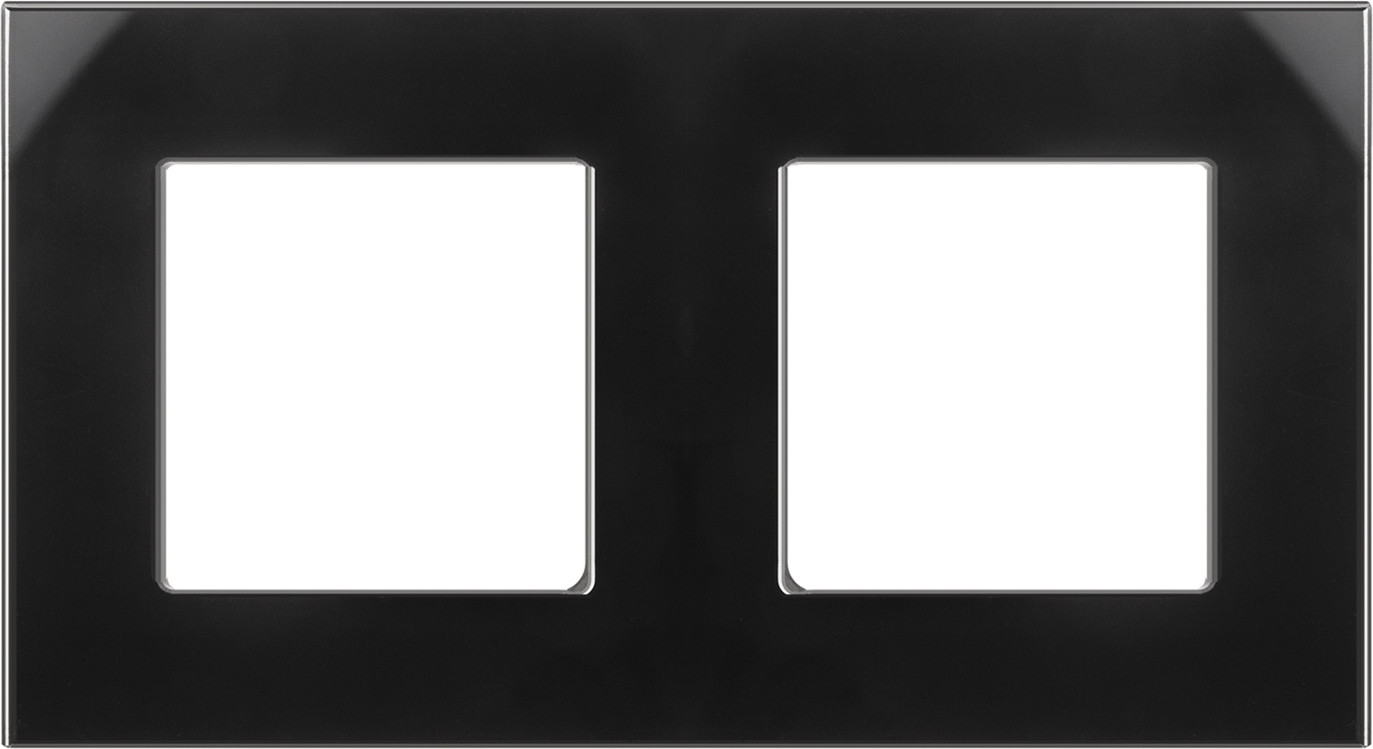 Maclean Dubbele glasframeplaat voor stopcontact, zwart, 157 x 86 mm