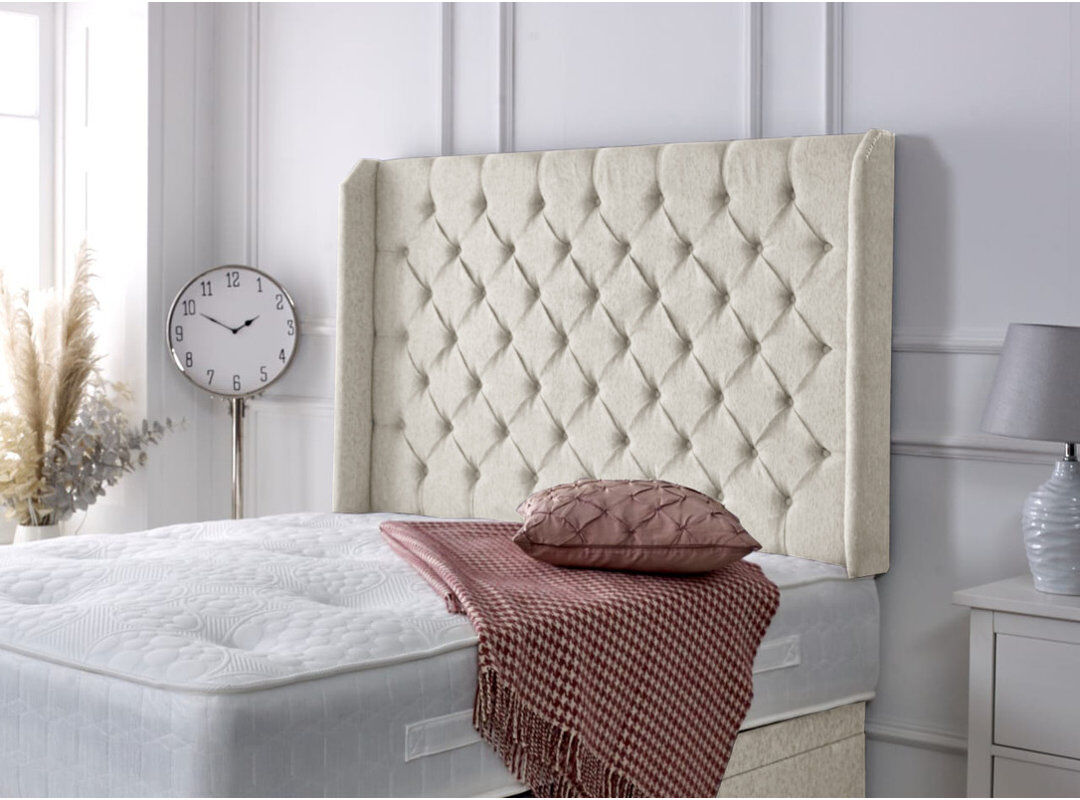 Mercer41 Upholstered Headboard Cream Chenille Super King (6')