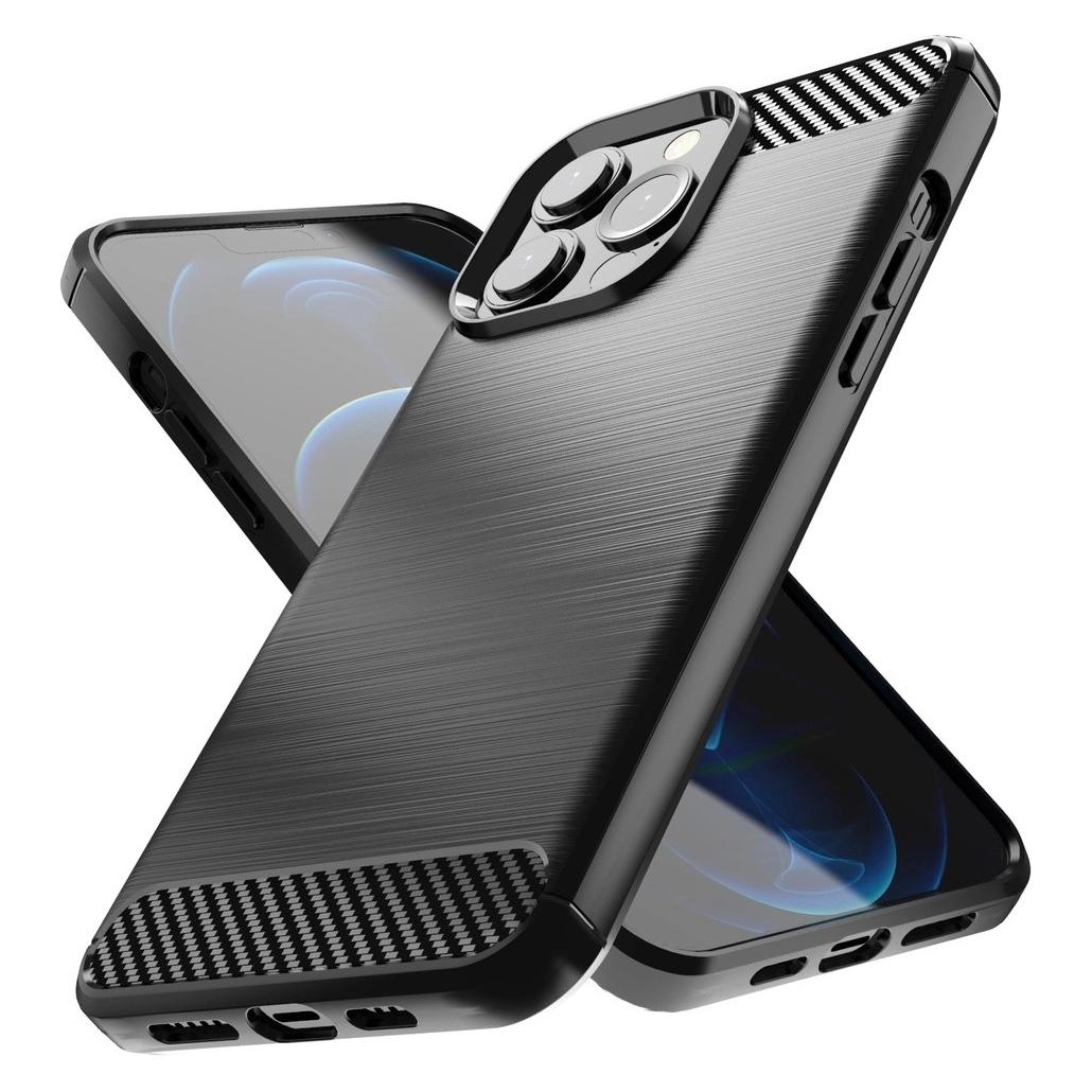 Hurtel Carbon Case Flexibel Handyhülle TPU Schutzhülle für iPhone 13 Pro Max schwarz (Apple iPhone 13 Pro Max) (1404978613)