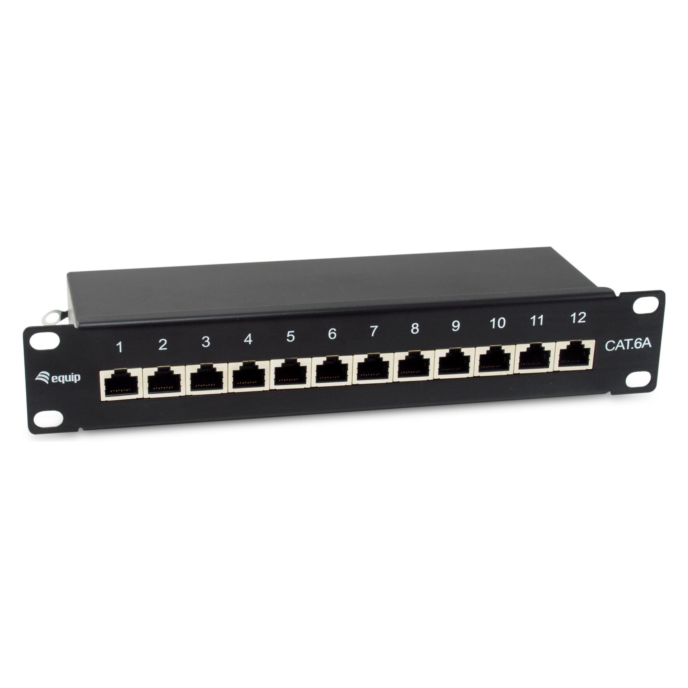 equip Patchpanel 12x RJ45 Cat6A 10" FTP 1HE Premium schwarz (326623)