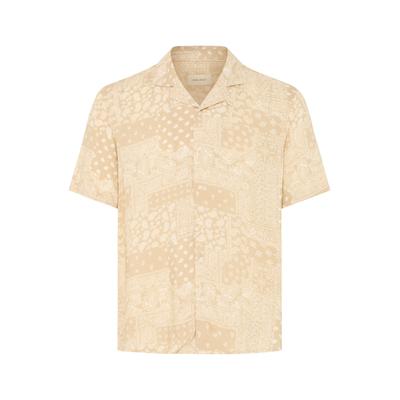 Kurzarmhemd BLEND "Kurzarmhemd BHAslak", Herren, Gr. S, N-Gr, beige (crockery), Obermaterial: 100% Viskose CV., Hemden