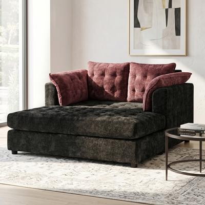 "Modern Chaise Lounge Sofa 54.7"" 2-seater Chaise Lounge Sofa Couch with Soft Pillow Armrests"