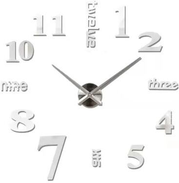 Inspired Finds 3D Luminous Frameless Wall Clock DIY Kit Modern Silent Glow Wall Decor sunburst White Minimal 3d 90cm = 35.43in