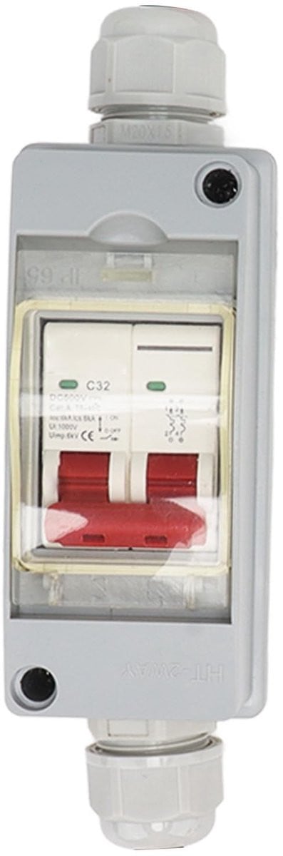 Dailygoods Stroomonderbreker 32A Fotovoltaïsche DC-schakelapparatuur met IP65 Bescherming en Overspanningsbeveiliging