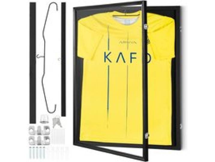 VEVOR Trikot-Präsentationsrahmen 590x790x40mm abschließbare Schattenbox für Sporttrikots mit 98 % UV-Schutz PC-Glas und Kleiderbügeln für Baseball- Basketball- Football- Hockey-Trikots und -Uniformen