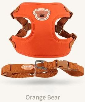 Uplift Treasures Cute Bear Adjustable Pet Harness And Leash Set orange m