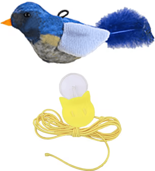 Inspire Curations Realistic Bird Catnip Plush Cat Toy With Feathers blue A
