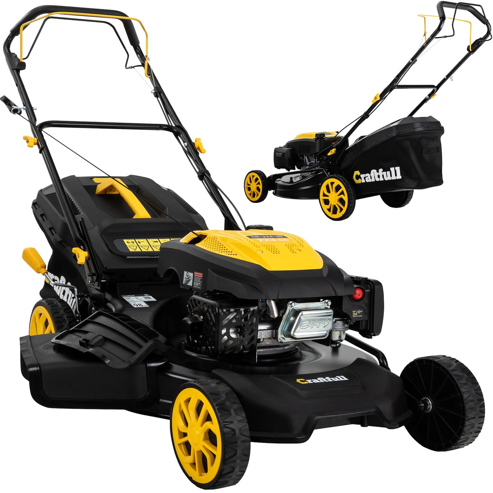 Craftfull Premium Benzin-Rasenmäher CR-224-30, 223cm³ Motor, Selbstfahrantrieb, 5,1 kW (Schwarz/Gelb)