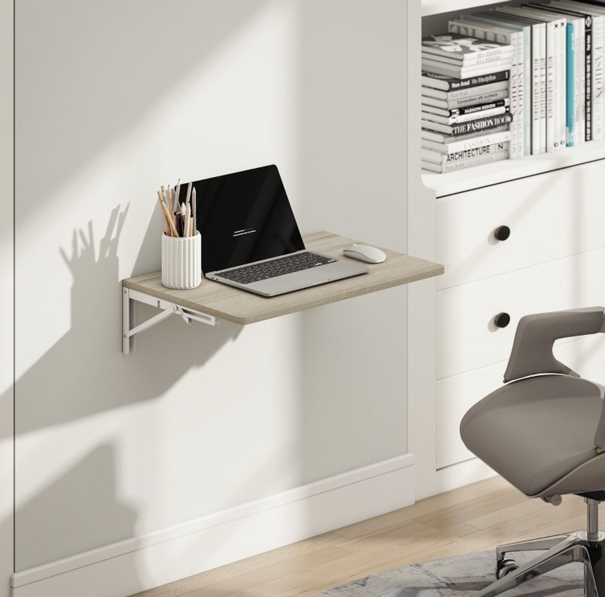 MEUNIQ Wandklaptafel Eiken, Breedte: 60 cm, Diepte: 40 cm