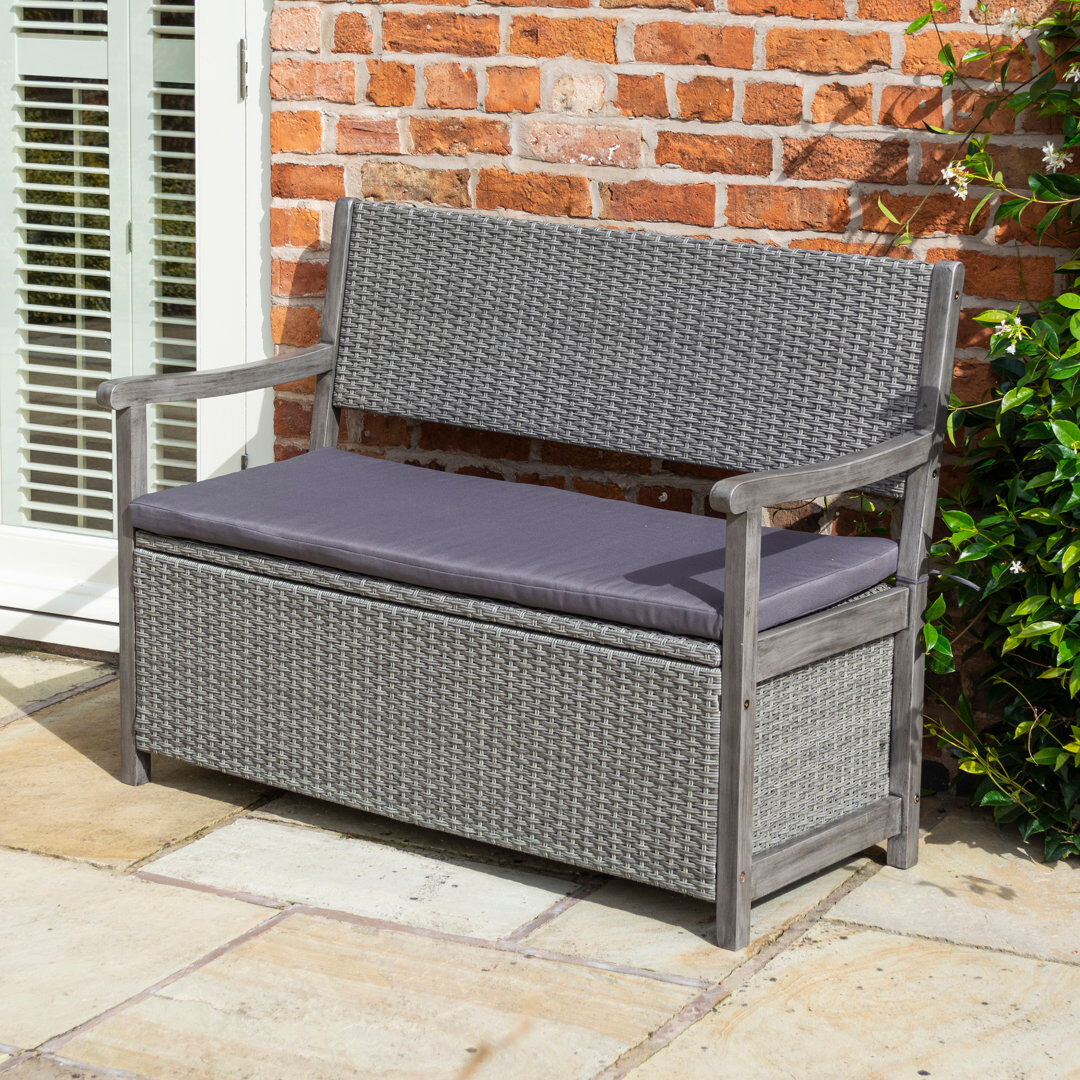 Rowlinson Alderley Rattan Storage Bench - Grey Grey 90cm H X 120cm W X 60cm D