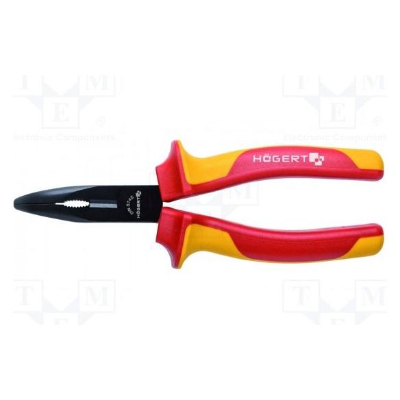 Högert Technik Szczypce wydłużone, wygięte 200mm, 1000V, VDE (200 mm) (HT1P923)