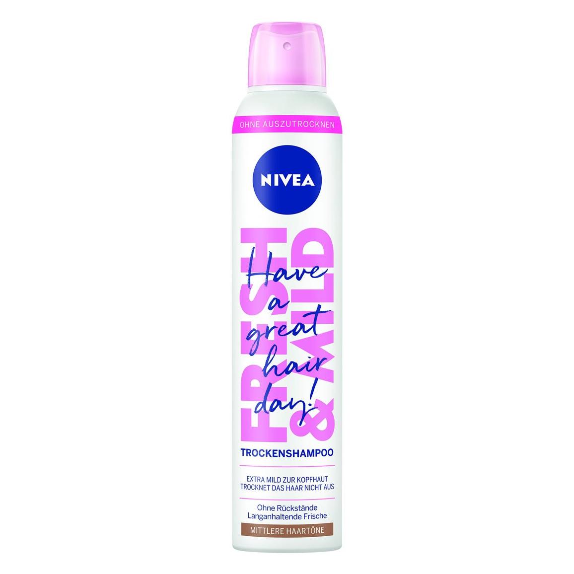 Nivea Fresh & Mild Trockenshampoo brünette und mittlere Haartöne (Trockenshampoo, 200 ml) (88612)