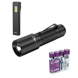 Ansmann Set aus Lithium Akku Micro AAA Typ 500 + Mini-Booster 500R + LED Taschenlampe M250F