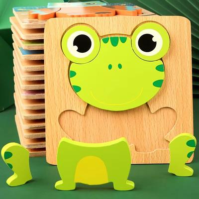 Inspired Finds 3D Wooden Animal Puzzle Early Learning Educational Toy For Toddlers & Kids car