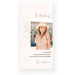 Einladungskarte Jugendweihe: Edel mit Foto in Creme