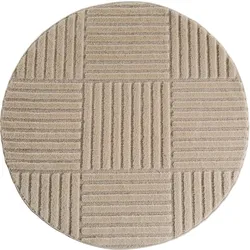 TEPPICH Hochflor RIGI in Beige, mit Cord-Streifen-Patchwork, Ø 160 cm
