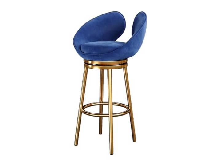 Drehbarer Barhocker Set 1, Rückenlehne, Samtsitz Metall-Fußstütze, Theke, Insel, Esszimmer(Blue,29.5in Gold)