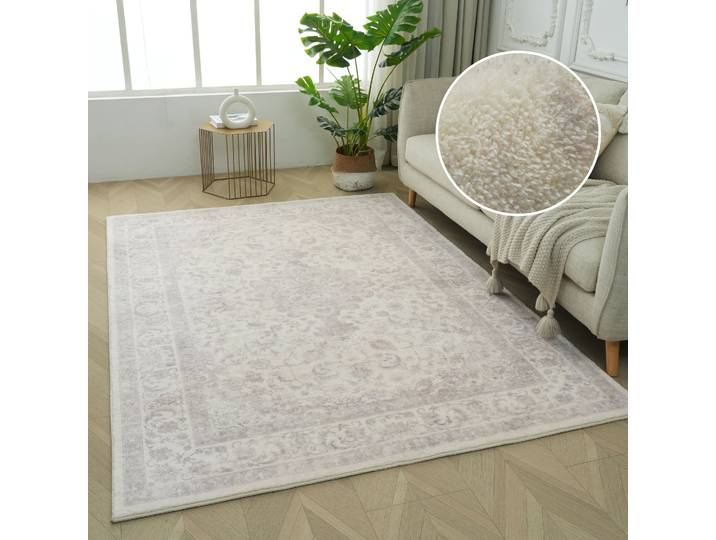 Teppich GOODPRODUCT Omar, Druckteppich, orientalisches Design, mehrfarbig, bedruckt , creme, B:60cm H:13mm L:90cm, Kunstfaser, Teppiche, Teppich, Orient-Optik, Vintage Design, weich, Wohnzimmer, Schlafzimmer