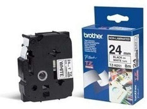 Brother TZe-N251 - 24 mm fita não laminada preto sobre branco (8 m)