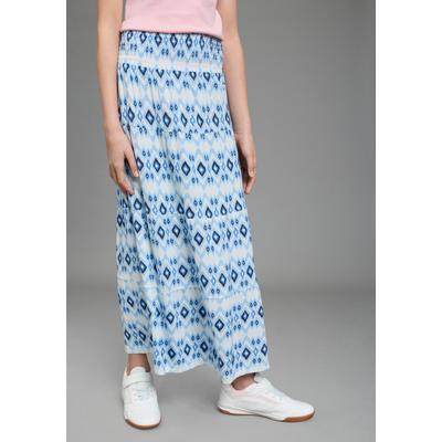 Maxirock KANGAROOS "Rock mit Smoke, Boho-Style für Mädchen", Mädchen, Gr. 176/182, hellblau gemustert, Jersey, Obermaterial: 95% Viskose, 5% Elasthan, bedruckt, ausgestellt, Röcke Maxirock, mit gesmokter Taille, aus elastischer Jersey-Qualität, mit...