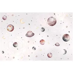FOTOTAPETE Aquarell Planeten, Mond und Sterne 336/225 cm