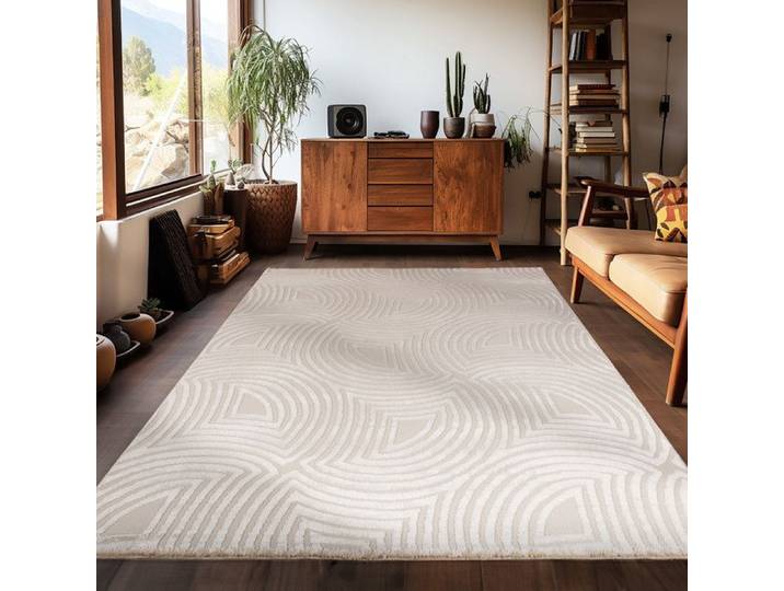Carpetsale24 Tapis de salon bohème design 120x170 cm Beige uni moderne à poils courts Tapis moelleux pour chambre