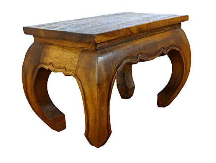 Asia Wohnstudio livasia Opiumtisch aus Massivholz – 60x40x40cm – Handgeschnitzter Beistelltisch Holz aus Thailand, Einzigartig und Nachhaltig, Ideal für Wohnzimmer und Leseecken (Hellbraun)