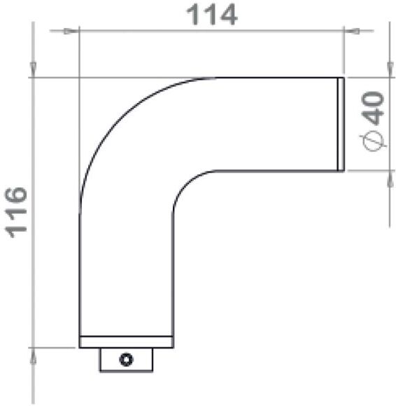 Crosse d'extrémité à 90° diamètre 40mm aluminium argent DUVAL 61-0102-5501
