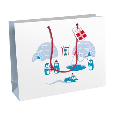 Clairefontaine 6x Geschenktasche Shopping, Pinguine, 37,3x11,8x27,5cm - Weiß X-30912-6C