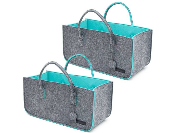 FILZTASCHE Kaminholzkorb - 2er Set - 50x25x25cm - Shopper Einkaufstasche