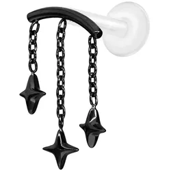 PTFE Labret mit Innengewinde + Titan-Aufsatz BOGEN + 3 STERNE
