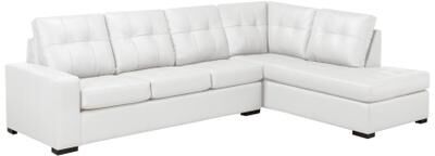 Liam Top Grain Leather Tufted Sectional Chaise Sofa
