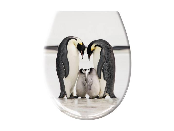 WC-Sitz KLEINE WOLKE Jacksons Pinguin Schwarz/Weiss , schwarz-weiss (schwarz, weiß), B:37cm L:45cm, Duroplast, WC-Sitze, WC-Sitz