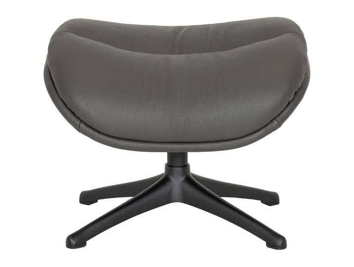 Hocker Samir Grau, Schwarz Leder, Metall B 44 H 39 cm