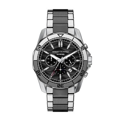 Chronograph ARMANI EXCHANGE, anthrazit, edelstahlfarben, schwarz, Armbanduhren, Herren, anthrazit-edelstahlfarben, Chronograph, Quarzuhr, Armbanduhr, Herrenuhr, Edelstahlarmband, analog, Tag