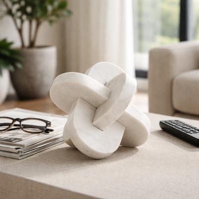Sagebrook Home Liam White Marble Knots, Enhance Your Home's Beauty