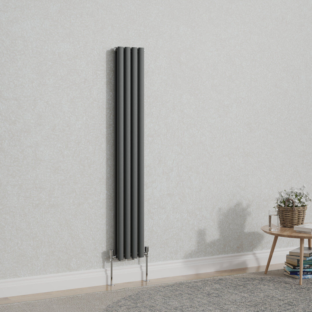 Belfry Heating Shoshana Vertical Oval Panel Radiator Anthracite 160cm H x 23.6cm W