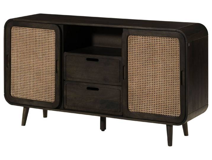 Massivmoebel24 Sideboard VALENCIA (Massivholz), Mango 150x40x80 dunkelgrau lackiert VALENCIA #218