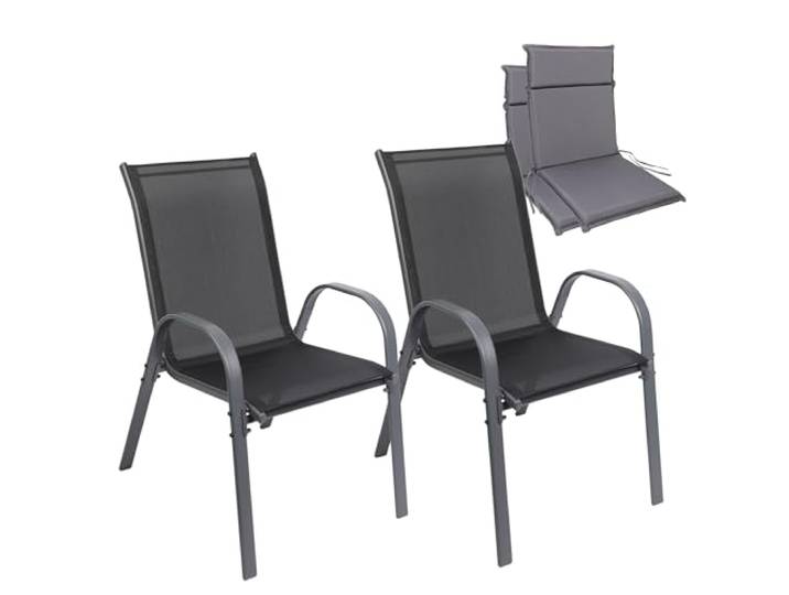 ALBATROS Gartenstühle Kuba 2er Set mit Sitzauflage stapelbar, Metall Stapelstühle, Terrassenstühle & Balkonstühle, robust, bequem, wetterfest, langlebig, für Garten & Terrasse, Version 2026