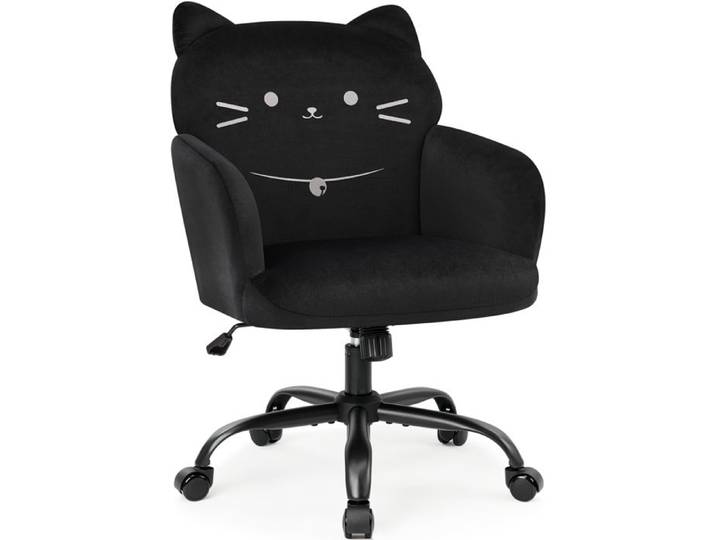 IWMH Chaise de bureau avec accoudoirs Fauteuil réglable en hauteur pour la maison le bureau la coiffeuse - Noir