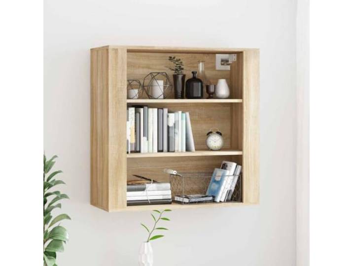 smnyxs Wandschrank Sonoma-Eiche, 80 x 33 x 80 cm, Holz 3 Regale, Wanddesign, Holzwerkstoff, glatte Oberfläche, Feuchtigkeitsbeständigkeit, Handbuch enthalten