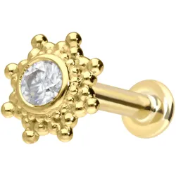 14 Karat Gold Labret mit Innengewinde MOISSANIT-SONNE