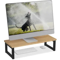 Relaxdays Monitorständer im Industrial-Design Hellbraun,Schwarz