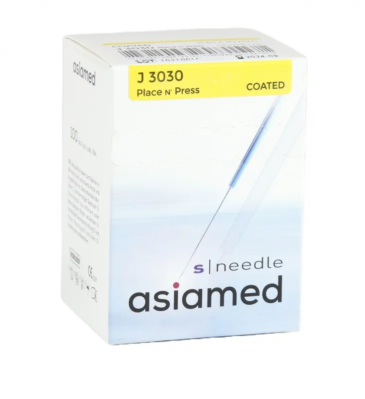 Akupunkturnadeln asiamed S|Needle J-Type, beschichtet mit KS-Griff mit Führrohr (100 Stück) 0,20 x 40 mm A000685