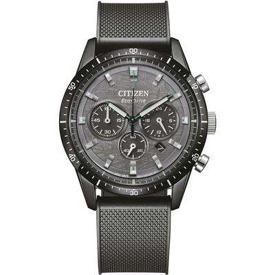 Chronograph CITIZEN, schwarz (schwarz, grau), Armbanduhren, Herren, schwarz, Chronograph, Armbanduhr, Solar, Herrenuhr, analog, Datum, Stoppfunktion, Eco-Drive